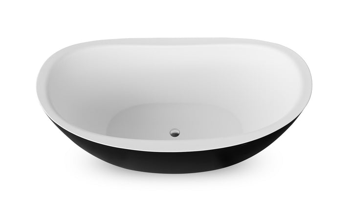 Lillian Blck-Wht Freestanding Stone Bathtub