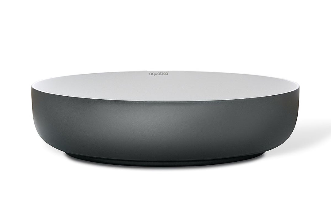 Aurora Gunmetal-White Oval Stone Vessel Sink