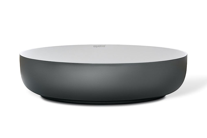 Aurora Gunmetal-White Oval Stone Vessel Sink