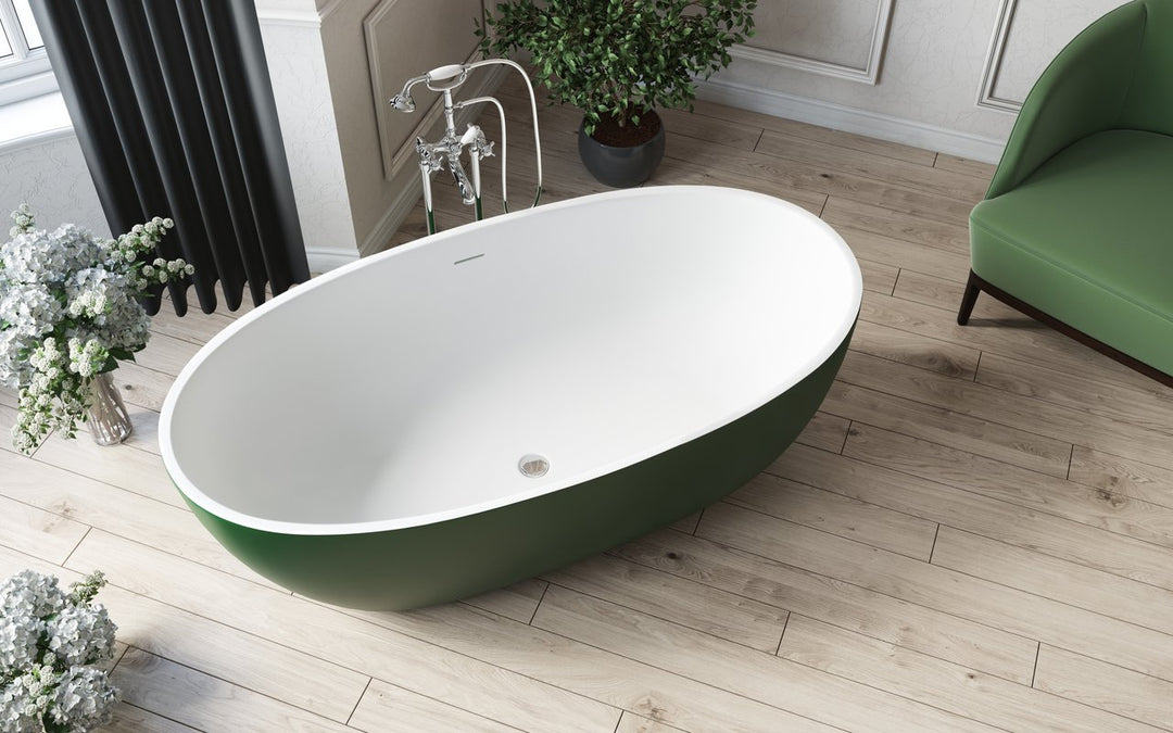Aquatica Corelia Moss Green-White Stone Bathtub