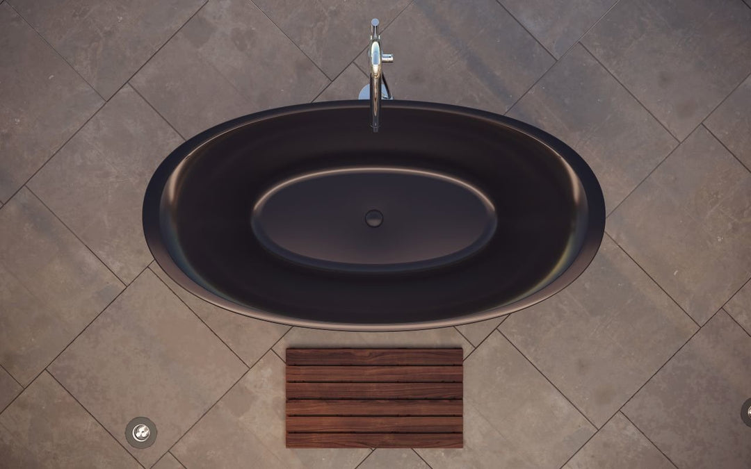 Leah Black Freestanding Solid Surface Bathtub