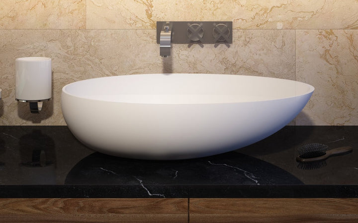 Spoon 2 White Stone Vessel Sink