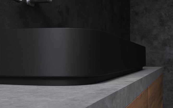 Solace-A Black-Wht Rectangular Stone Vessel Sink