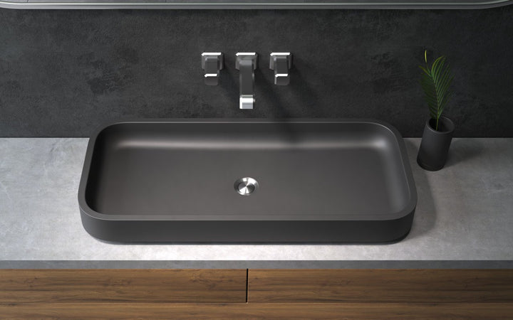 Solace-B Black Rectangular Stone Vessel Sink