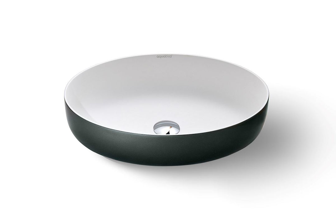 Aurora Gunmetal-White Oval Stone Vessel Sink