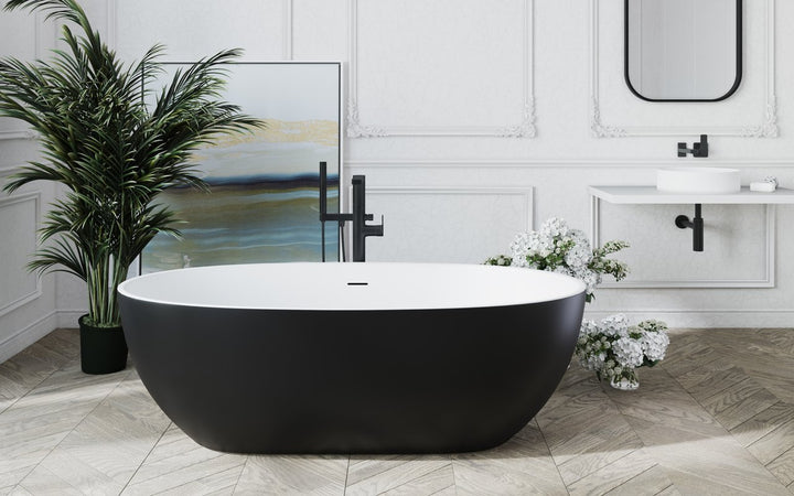 Aquatica Corelia Black-White Freestanding Solid Surface Bathtub