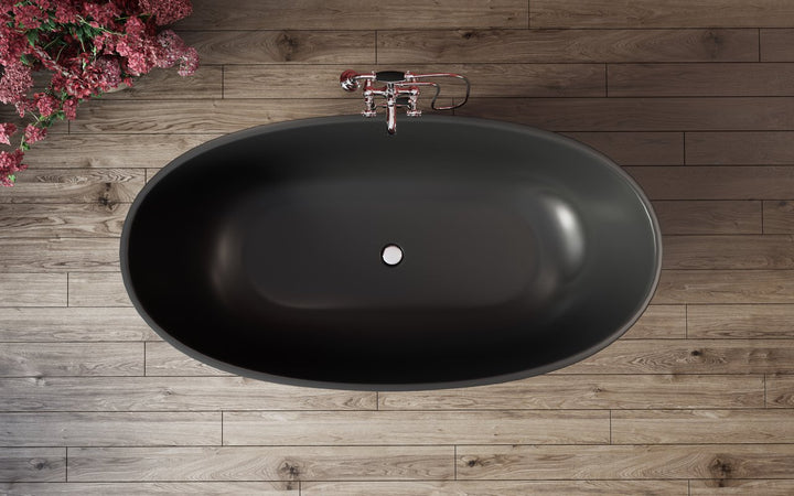 Aquatica Corelia-Black Freestanding Solid Surface Bathtub