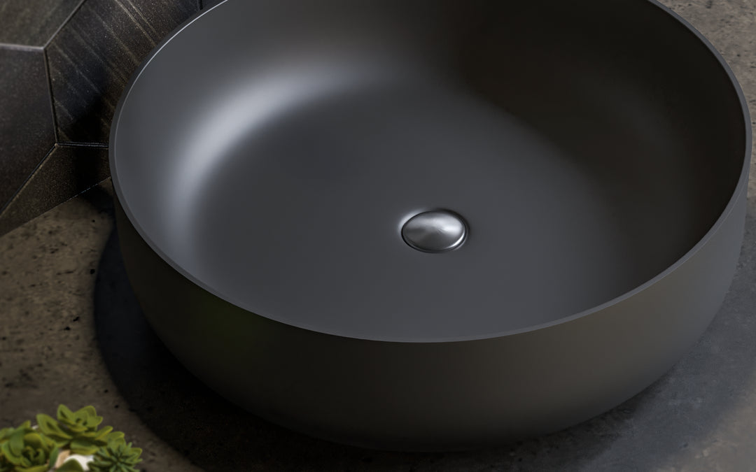 Aurora Black Round Stone Vessel Sink