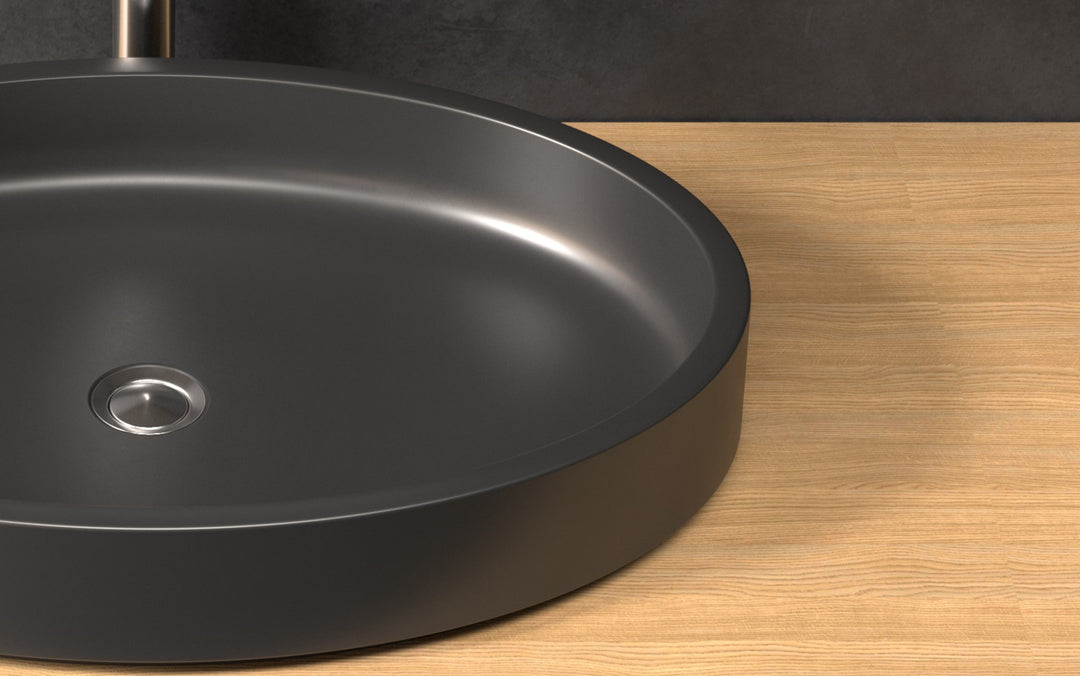 Solace Black Oval Stone Vessel Sink