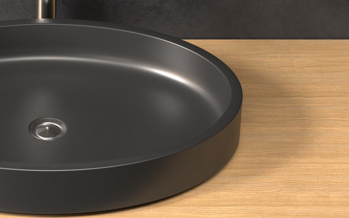 Solace Black Oval Stone Vessel Sink