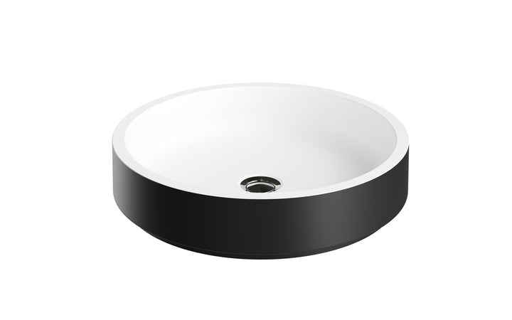 Solace-A Plus Black-Wht Round Stone Vessel Sink