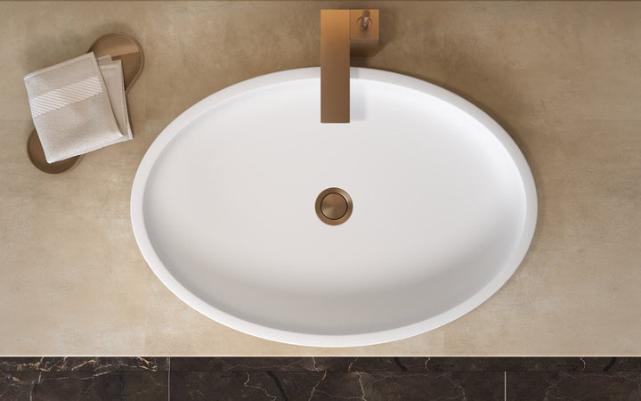 Solace White Oval Stone Vessel Sink
