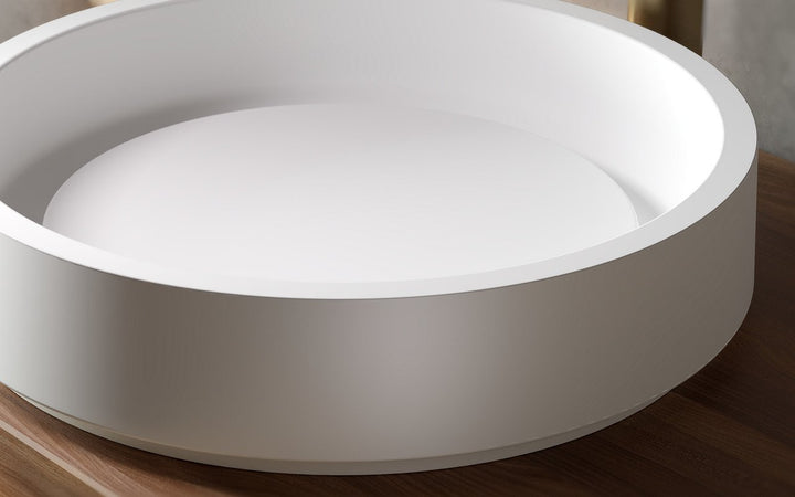 Solace-A Plus White Round Stone Vessel Sink