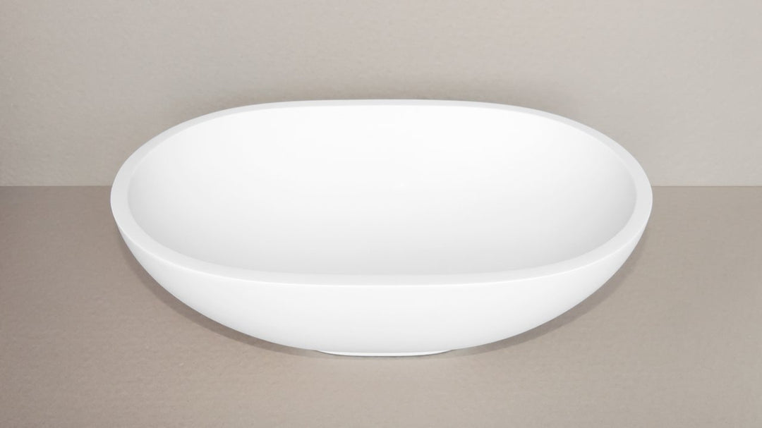 Karolina 2 White Oval Stone Vessel Sink