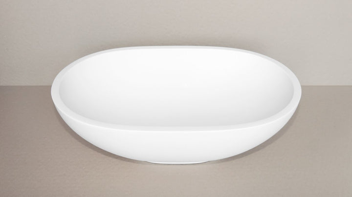 Karolina 2 White Oval Stone Vessel Sink