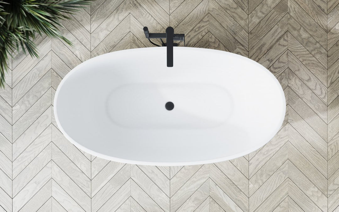 Aquatica Corelia Black-White Freestanding Solid Surface Bathtub