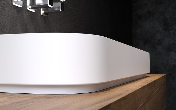 Solace-B White Rectangular Stone Vessel Sink