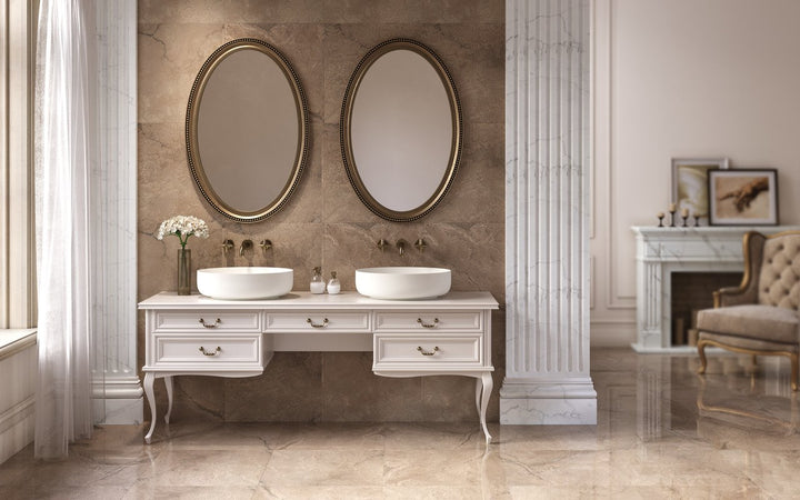Aurora White Oval Stone Vessel Sink