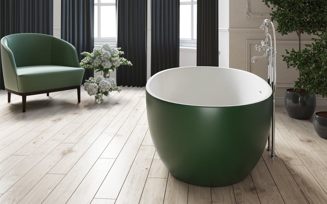 Aquatica Corelia Moss Green-White Stone Bathtub