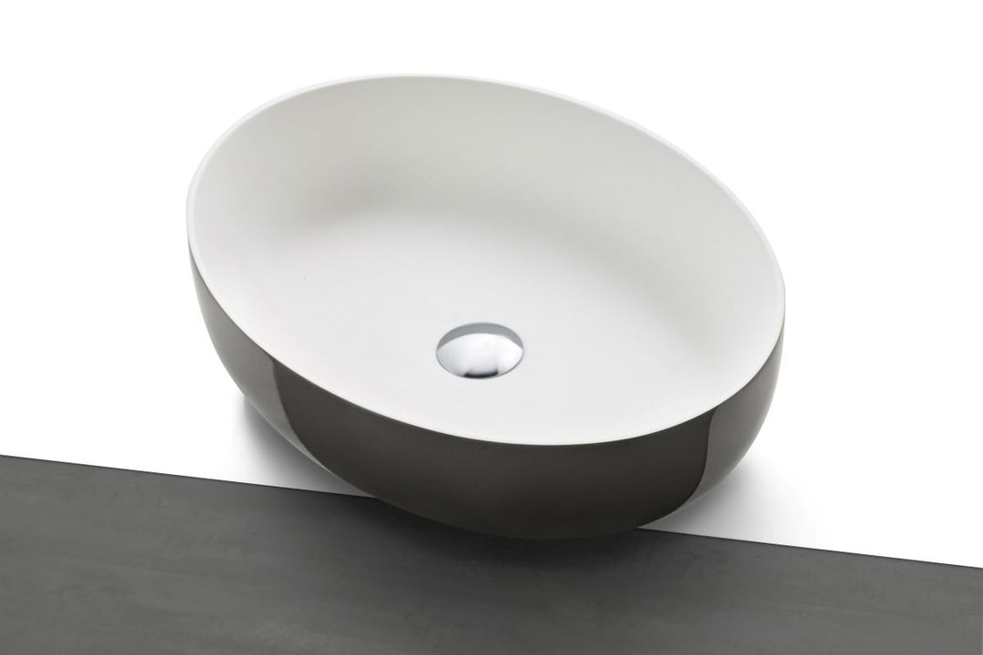 Aurora Gunmetal-Wht Supergloss Oval St Vessel Sink