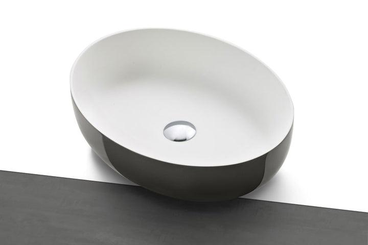 Aurora Gunmetal-Wht Supergloss Oval St Vessel Sink