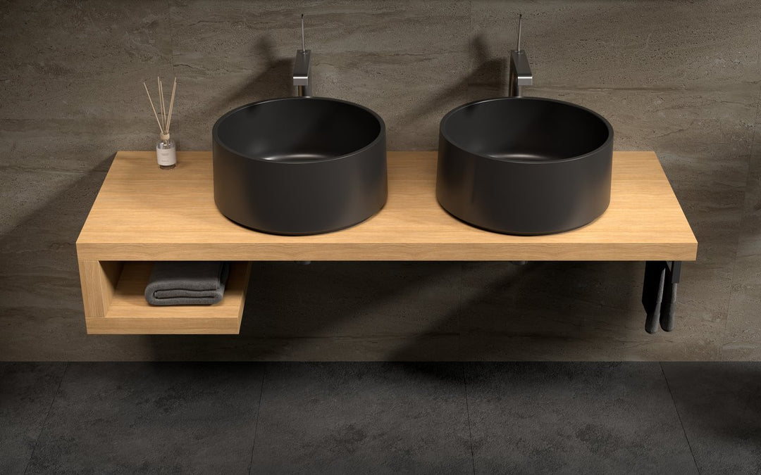 Solace-B Black Round Stone Vessel Sink