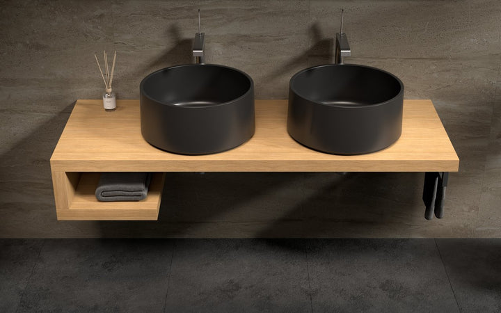 Solace-B Black Round Stone Vessel Sink
