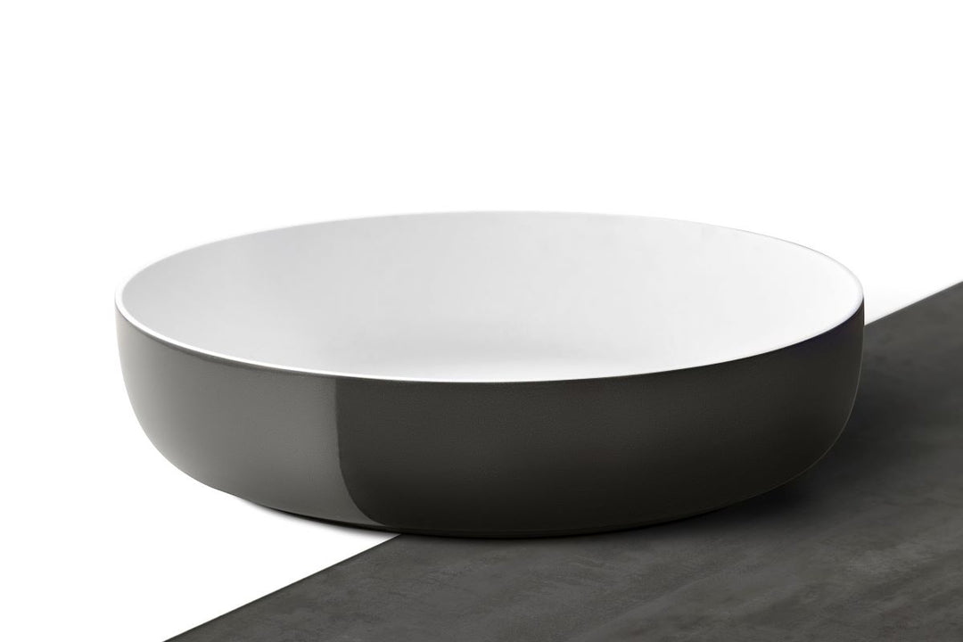 Aurora Gunmetal-Wht Supergloss Oval St Vessel Sink