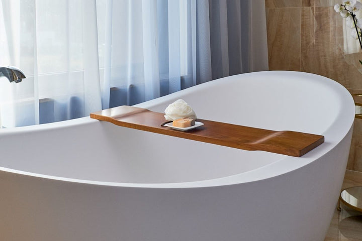 Tidal Waterproof Iroko Wood Bathtub Tray