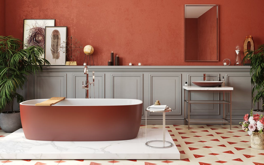 Aquatica Coletta Oxide Red-White Freestanding Bathtub