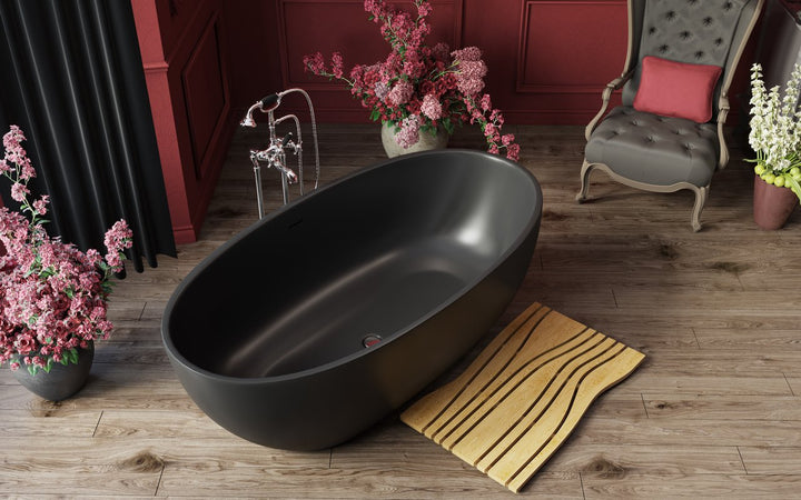 Aquatica Corelia-Black Freestanding Solid Surface Bathtub