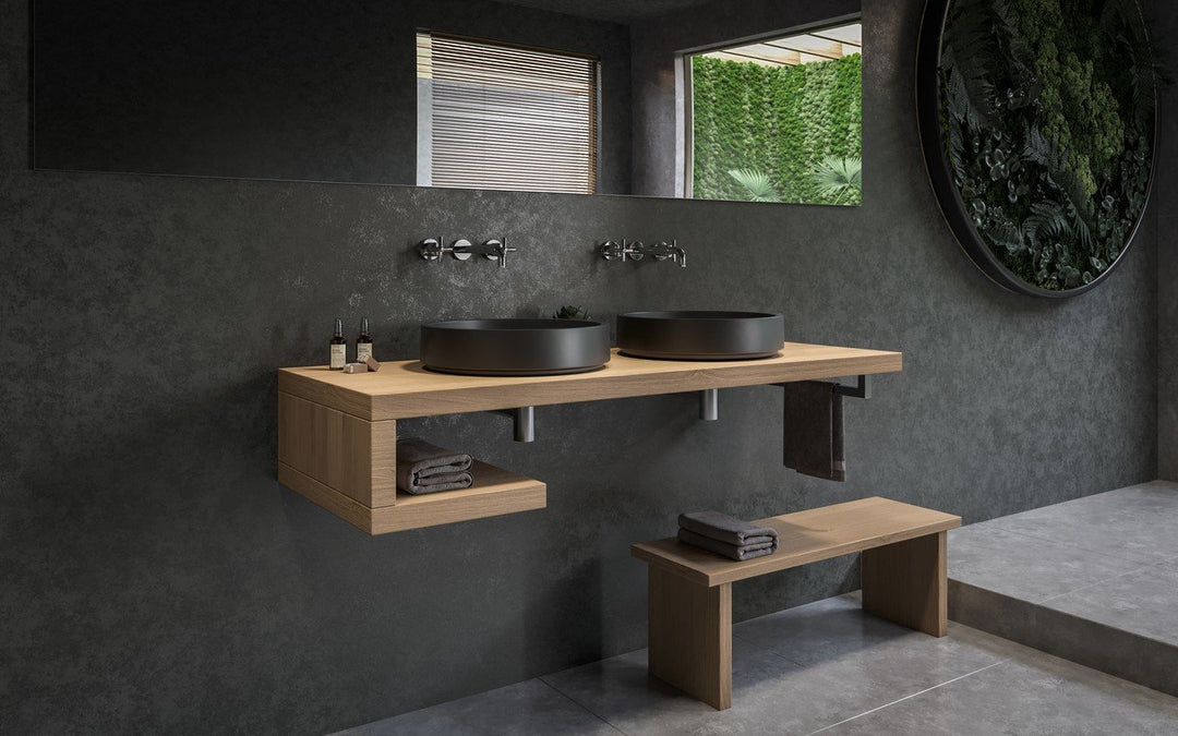 Solace-A Black Round Stone Vessel Sink