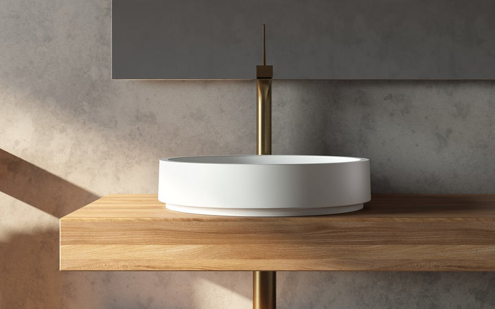 Solace-A Plus White Round Stone Vessel Sink