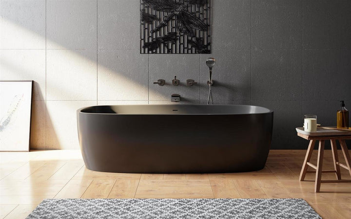 Aquatica Coletta Graphite Black Freestanding Solid Surface Bathtub