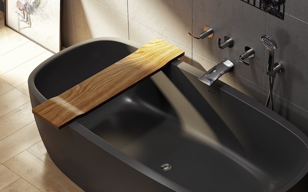 Aquatica Coletta Graphite Black Freestanding Solid Surface Bathtub