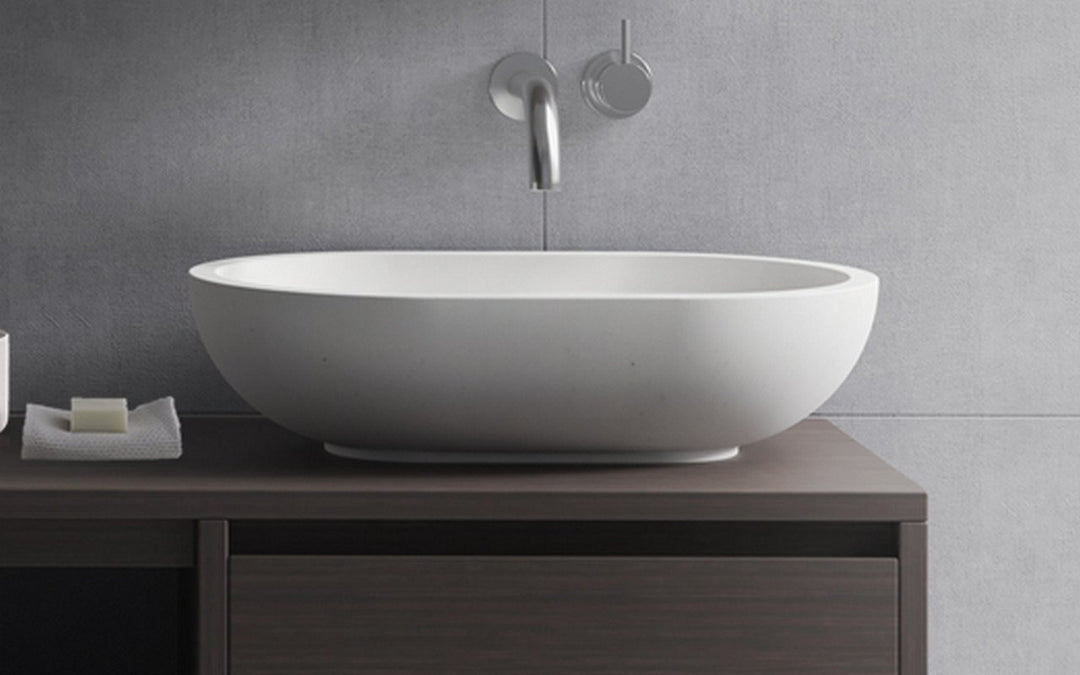 Karolina 2 White Oval Stone Vessel Sink