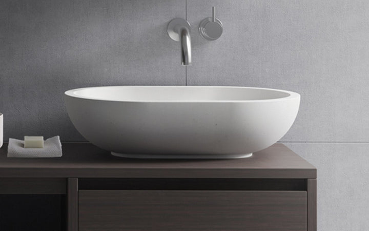 Karolina 2 White Oval Stone Vessel Sink