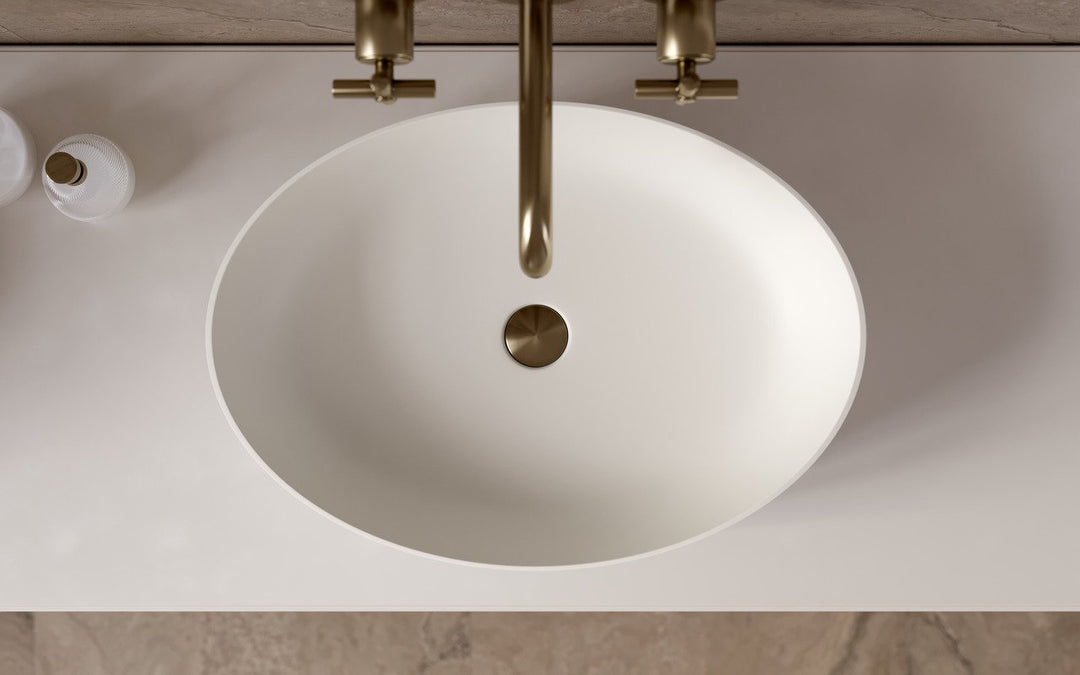 Aurora White Oval Stone Vessel Sink