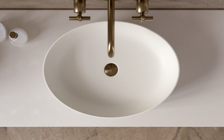 Aurora White Oval Stone Vessel Sink