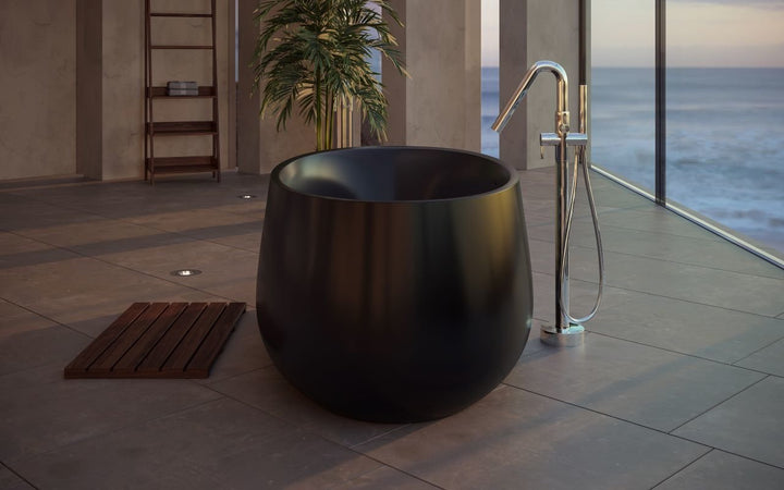 Leah Black Freestanding Solid Surface Bathtub