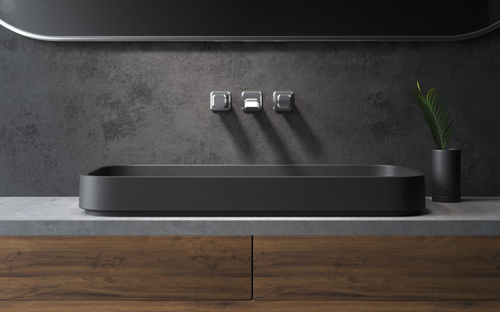 Solace-B Black Rectangular Stone Vessel Sink