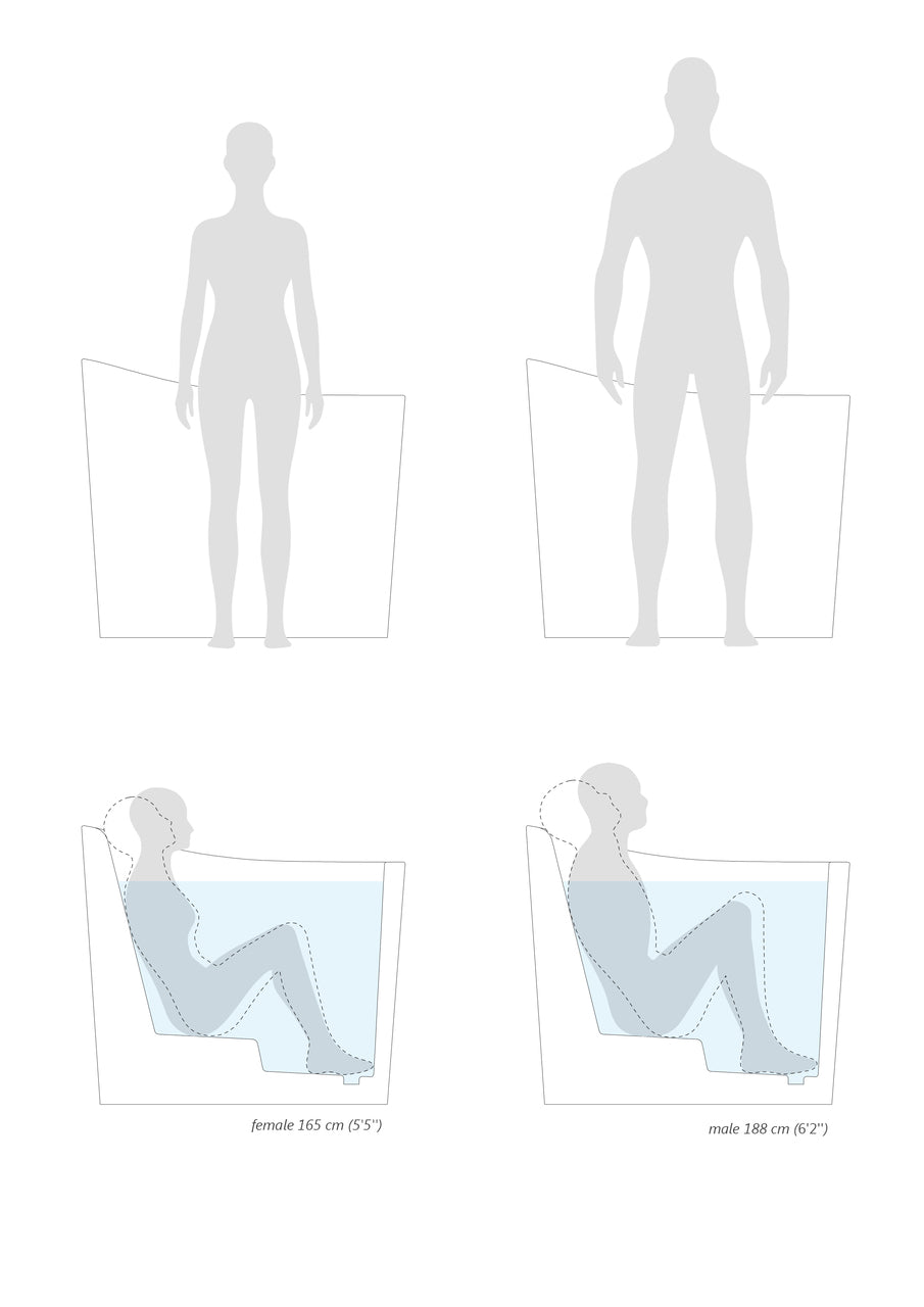 True Ofuro Mini Blck-Wht Solid Surface Bathtub