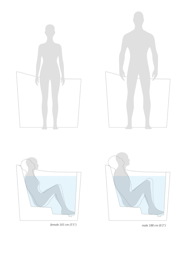 True Ofuro Mini Blck-Wht Solid Surface Bathtub