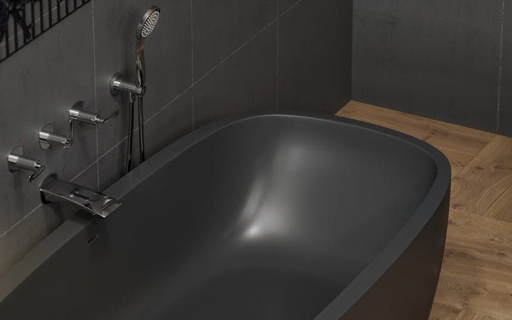 Aquatica Coletta Graphite Black Freestanding Solid Surface Bathtub
