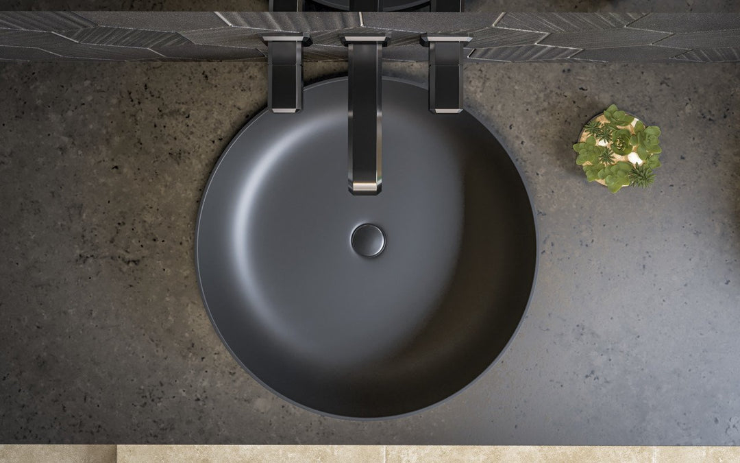Aurora Black Round Stone Vessel Sink