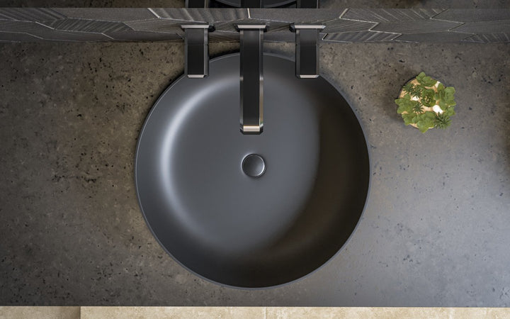 Aurora Black Round Stone Vessel Sink