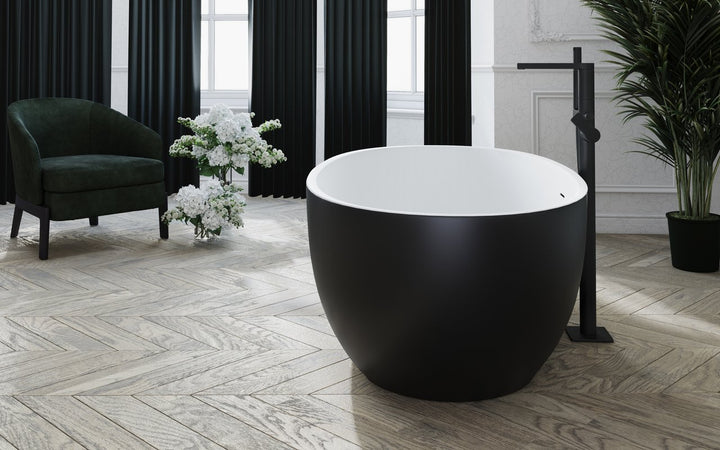 Aquatica Corelia Black-White Freestanding Solid Surface Bathtub