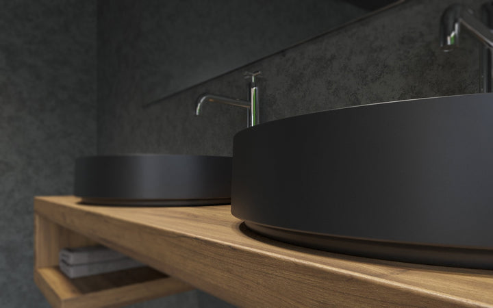 Solace-A Plus Black Round Stone Vessel Sink