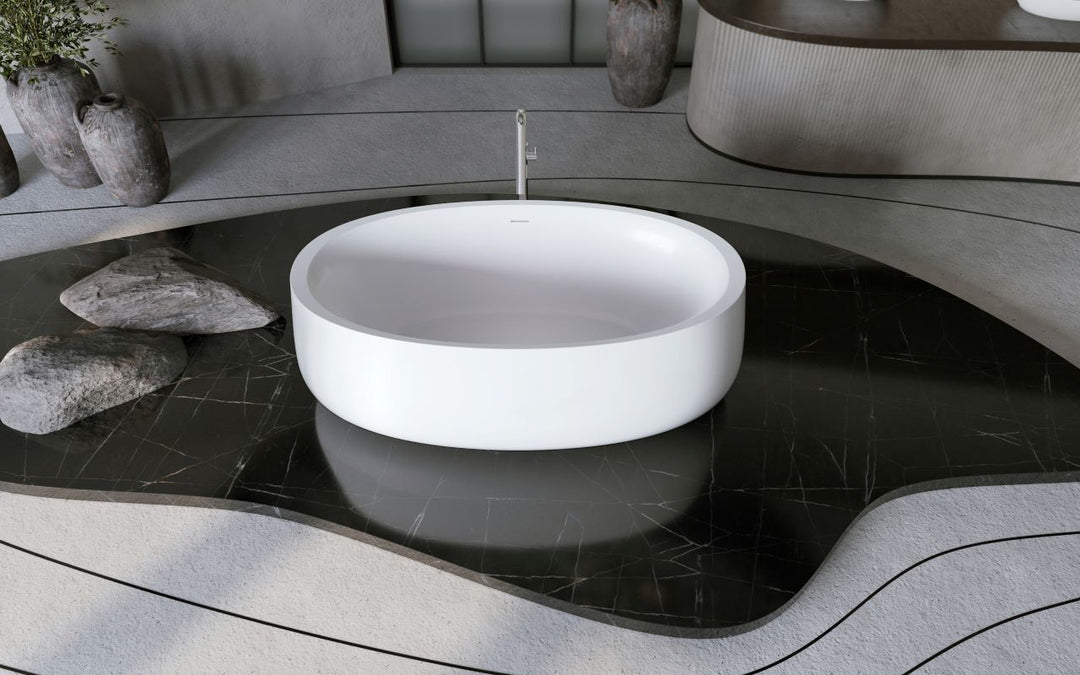 Leah Wht Freestanding Solid Surface Bathtub