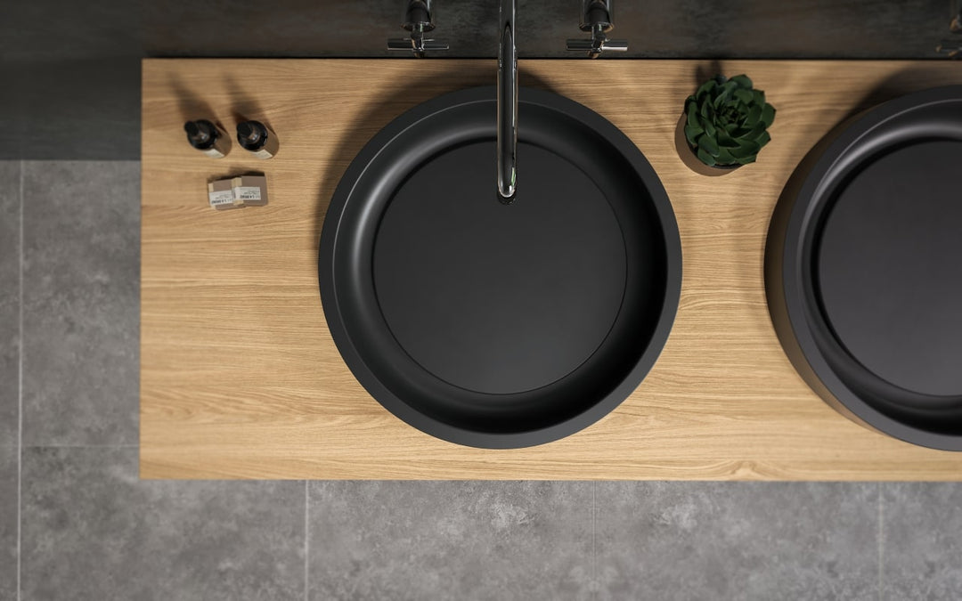 Solace-A Plus Black Round Stone Vessel Sink